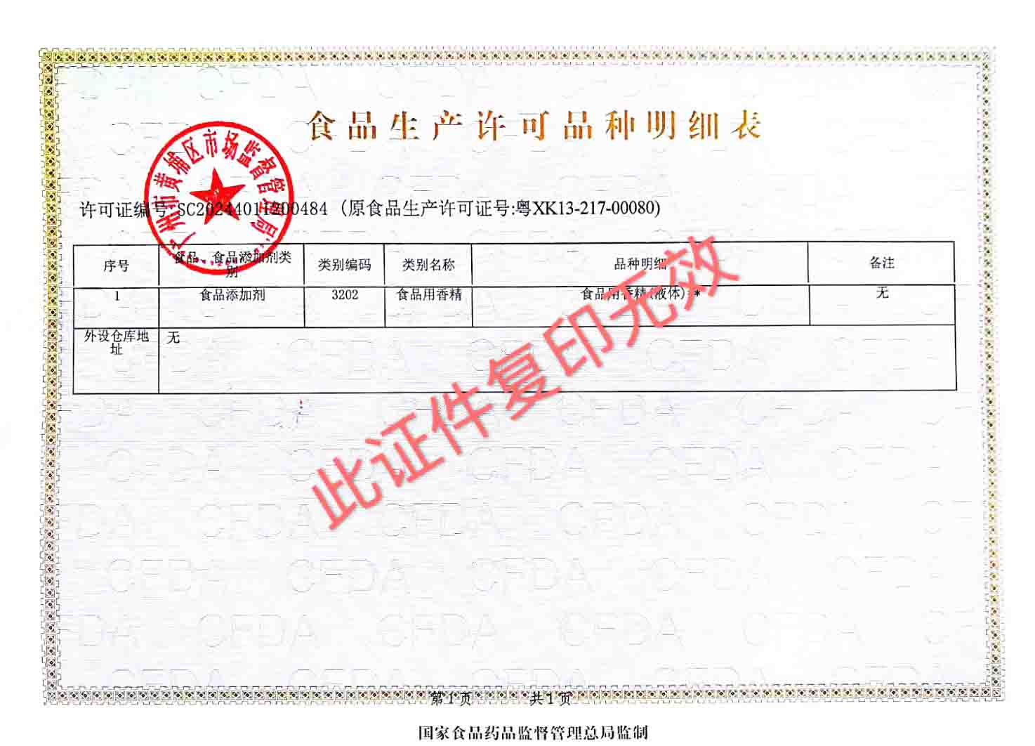 生产许可证副本